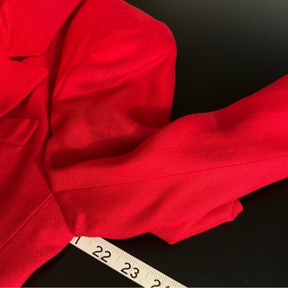 Vintage 90s Oversized Red Gold Button Long Blazer Double Breasted Sz 12 - Picture 12 of 14